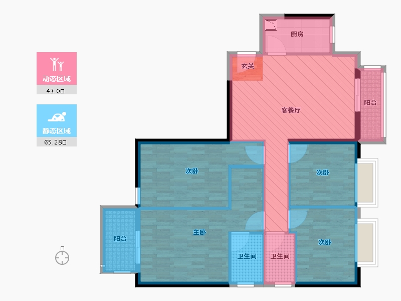 福建省-福州市-儒江新苑-96.08-户型库-动静分区