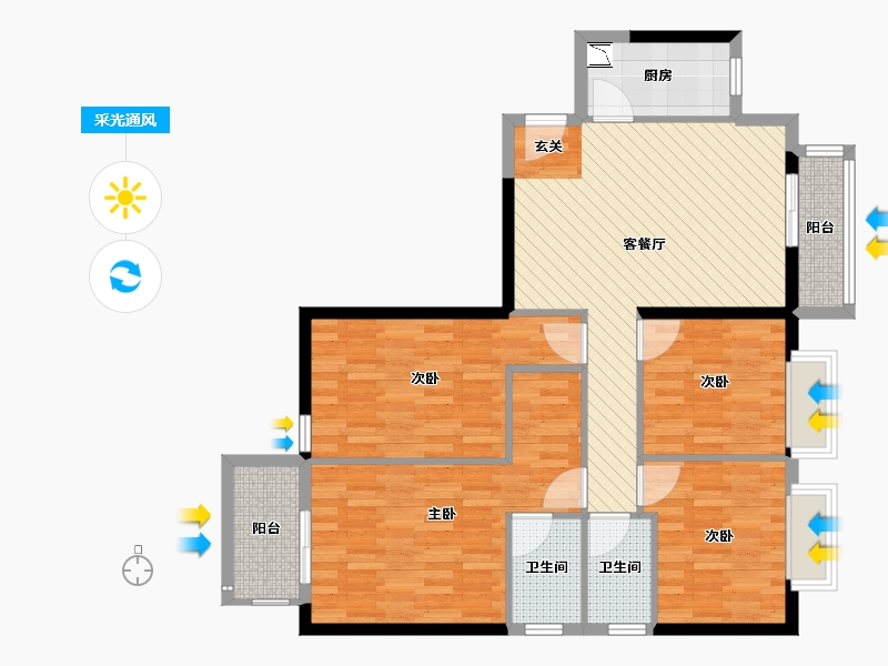 福建省-福州市-儒江新苑-96.08-户型库-采光通风