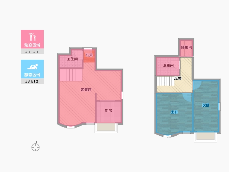 北京-北京市-美然动力-76.46-户型库-动静分区