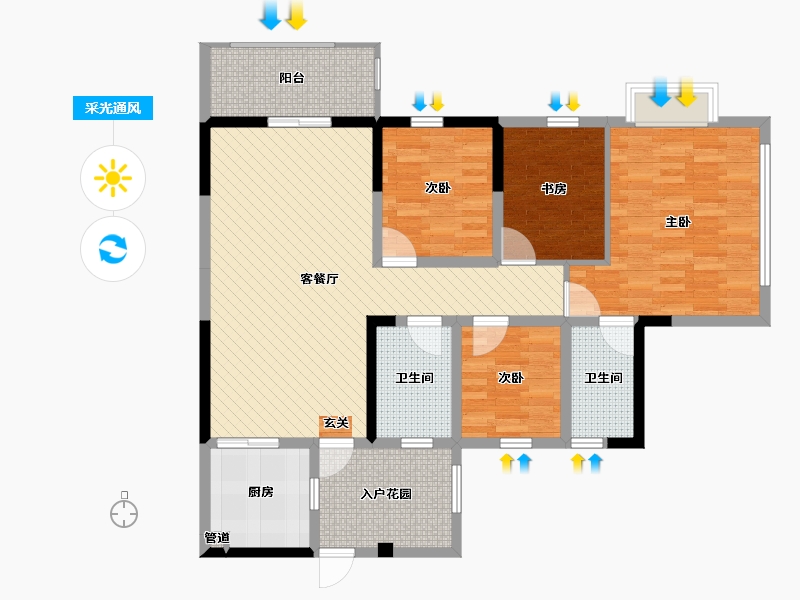 四川省-成都市-海骏达希顿公馆-108.82-户型库-采光通风