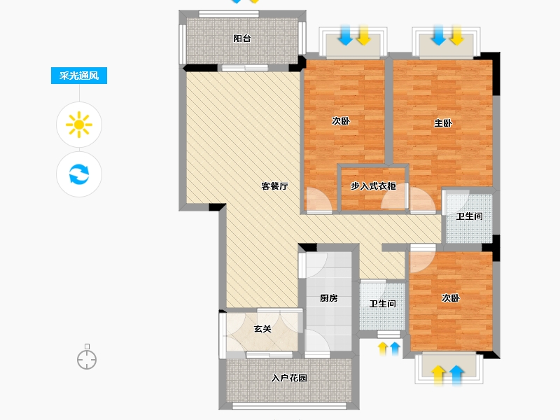 安徽省-滁州市-嘉景荣府-95.71-户型库-采光通风