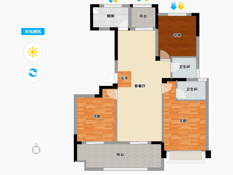 浙江省-绍兴市-锦樾华府-108.58-户型库-采光通风