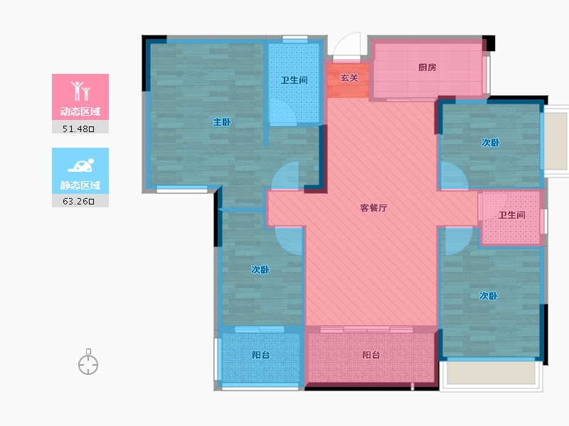 湖南省-衡阳市-坤鑫中央广场-101.73-户型库-动静分区