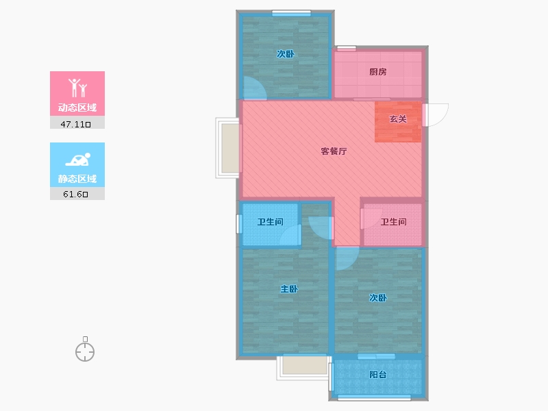 山西省-临汾市-蓝山国际-96.80-户型库-动静分区