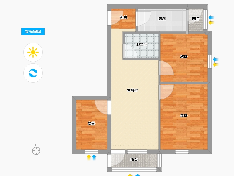 北京-北京市-上地东里-54.34-户型库-采光通风