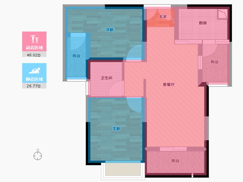 重庆-重庆市-世茂茂悦府-61.93-户型库-动静分区