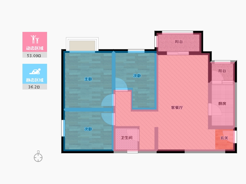 四川省-绵阳市-华润中央公园五期-76.80-户型库-动静分区