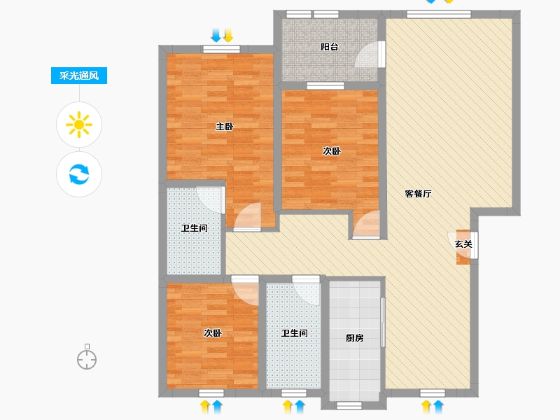 浙江省-嘉兴市-文曲佳苑-106.46-户型库-采光通风