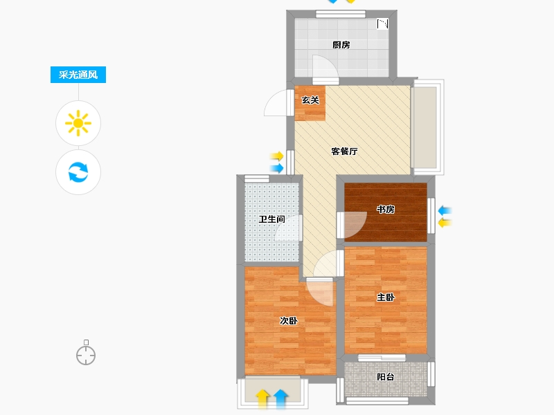 浙江省-杭州市-香兰名院-52.31-户型库-采光通风