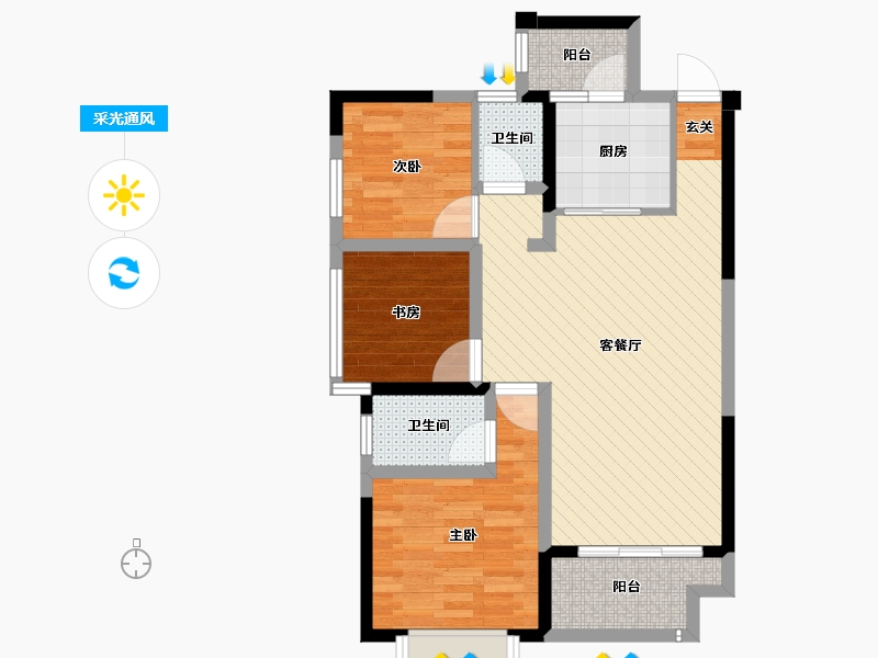 广西壮族自治区-南宁市-荣耀江南-73.49-户型库-采光通风