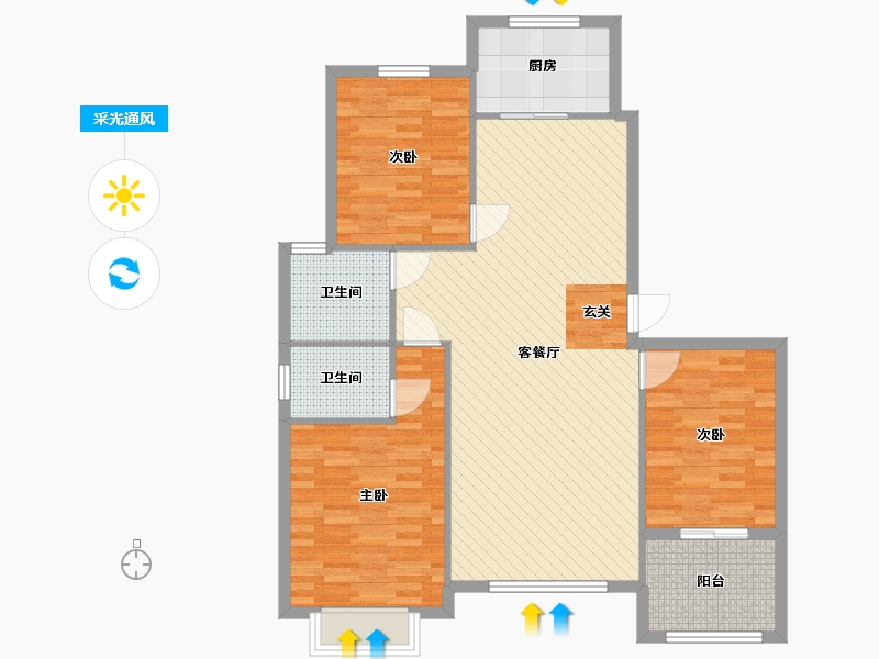 河北省-邯郸市-温泉小镇-104.92-户型库-采光通风