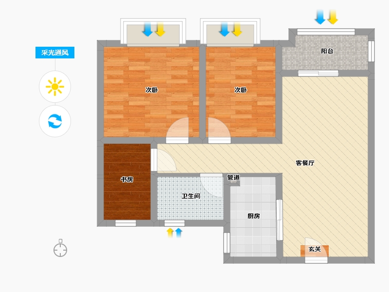 安徽省-合肥市-信地华地城-68.11-户型库-采光通风