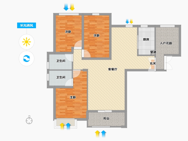 河南省-洛阳市-泉舜润泉苑-105.34-户型库-采光通风