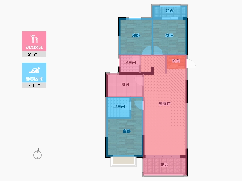 河南省-驻马店市-西班牙小镇-95.40-户型库-动静分区