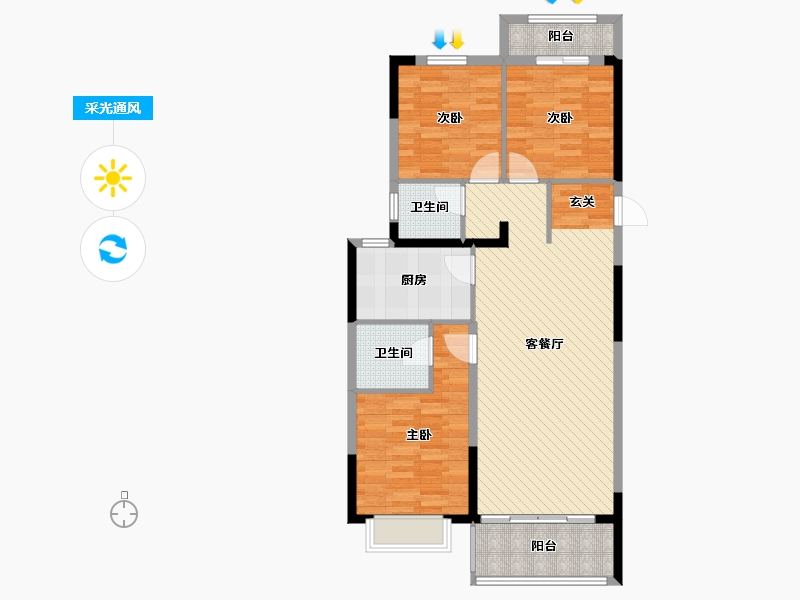 河南省-驻马店市-西班牙小镇-95.40-户型库-采光通风