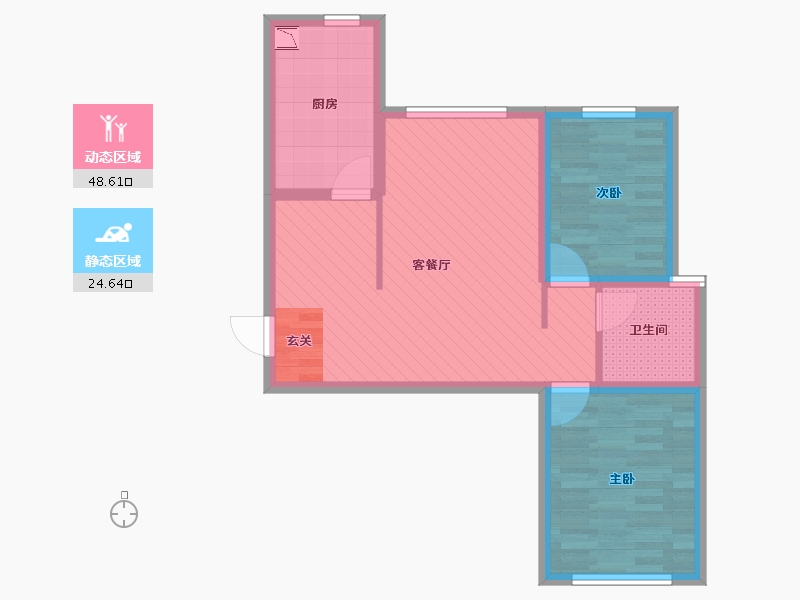 山东省-济南市-清河国贸花园-E区-64.35-户型库-动静分区