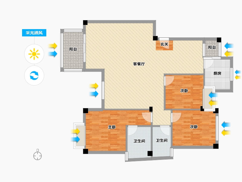 江西省-赣州市-九天御景-120.15-户型库-采光通风