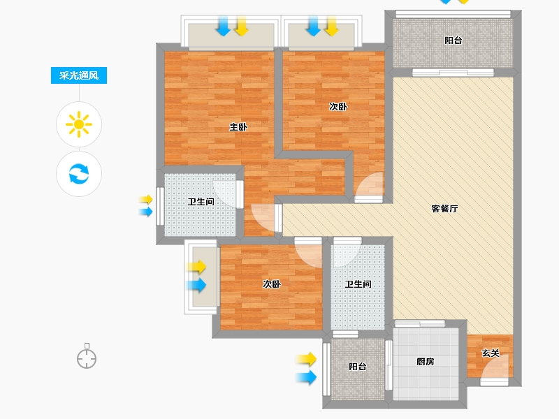 四川省-南充市-五洲星时代广场-90.13-户型库-采光通风