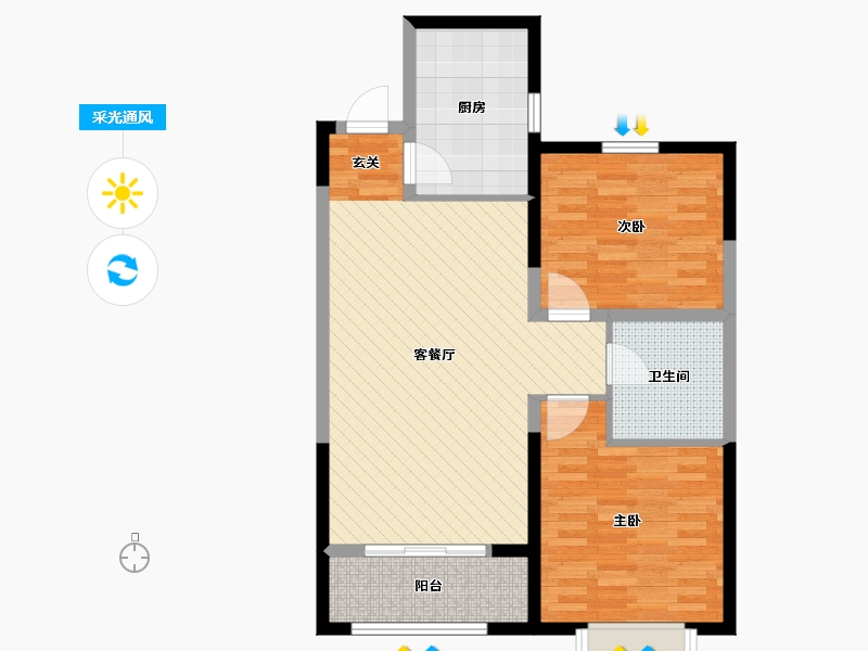 山东省-青岛市-瑞海馨园-80.00-户型库-采光通风