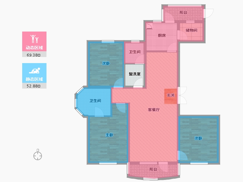 辽宁省-营口市-昌宇星河湾-110.59-户型库-动静分区