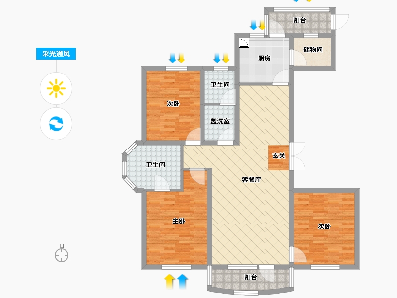 辽宁省-营口市-昌宇星河湾-110.59-户型库-采光通风