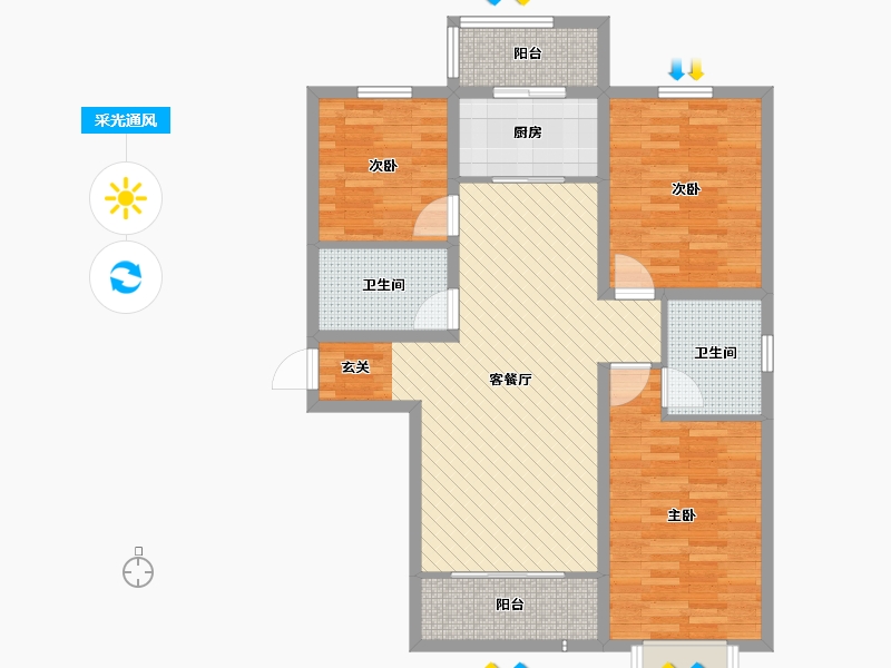 山西省-大同市-中央公园-94.90-户型库-采光通风