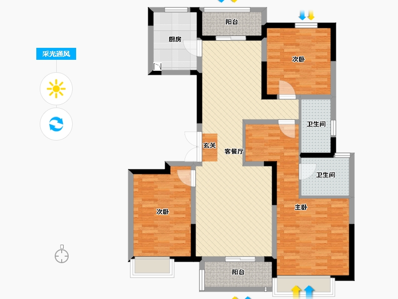 河南省-开封市-郑开橄榄城-110.00-户型库-采光通风