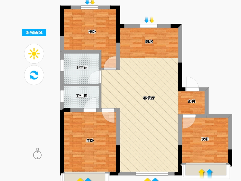 吉林省-吉林市-中海国际社区-88.63-户型库-采光通风