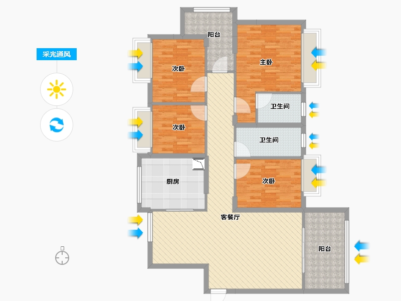 湖南省-常德市-紫御华庭-120.98-户型库-采光通风