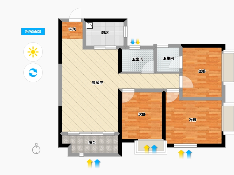 湖南省-株洲市-山水洲城-77.68-户型库-采光通风