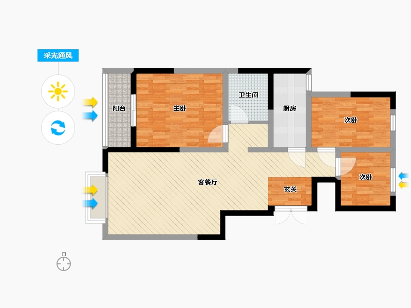 山西省-临汾市-新益华苑-82.00-户型库-采光通风