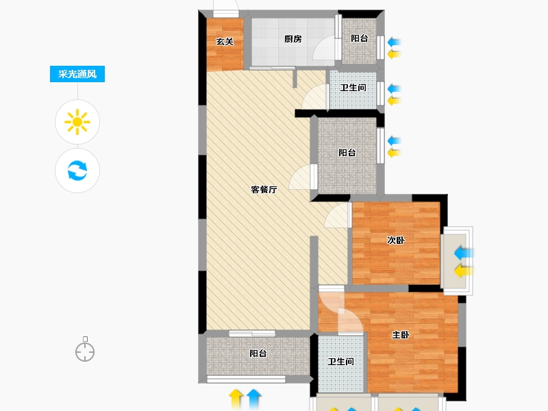 重庆-重庆市-凤凰郡-76.53-户型库-采光通风