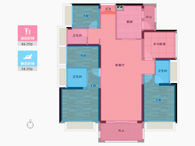 广东省-佛山市-龙光玖龙湾-130.43-户型库-动静分区