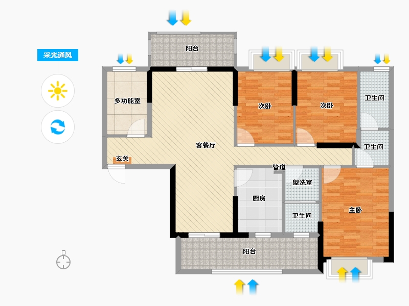 湖南省-永州市-万佳名城-115.20-户型库-采光通风