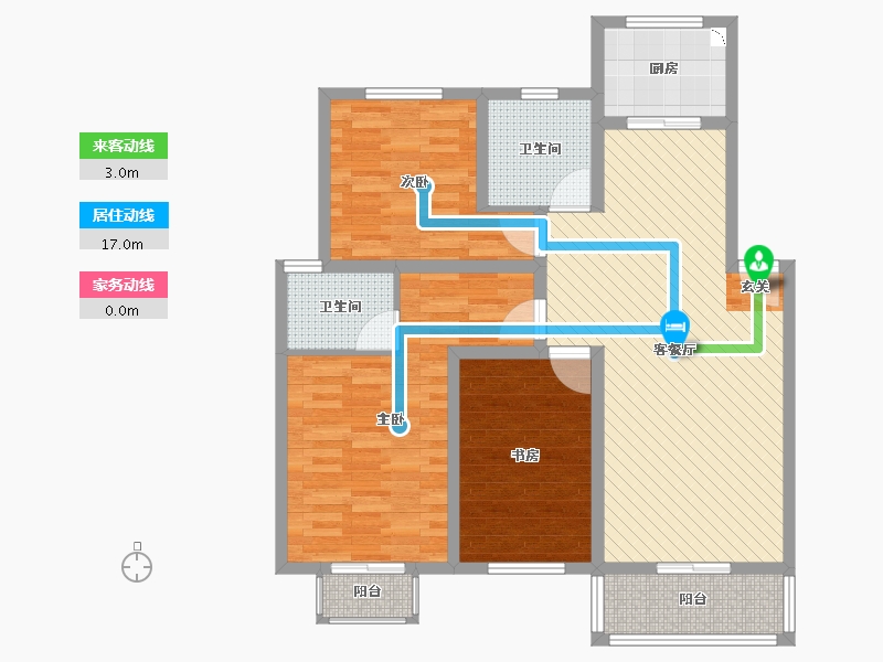 江苏省-苏州市-名都花园-95.83-户型库-动静线