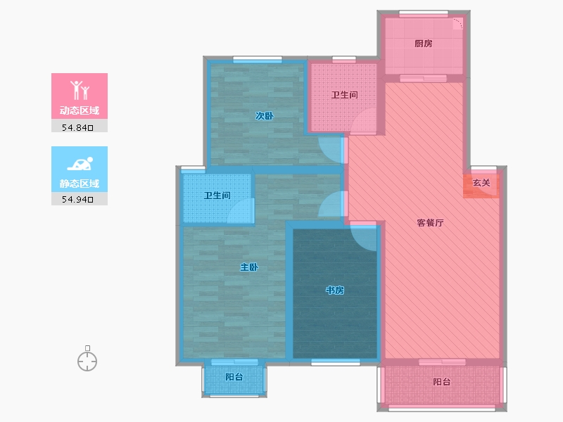 江苏省-苏州市-名都花园-95.83-户型库-动静分区