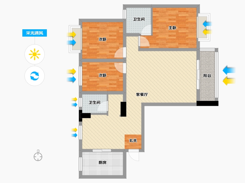 江西省-宜春市-东方大厦-93.95-户型库-采光通风