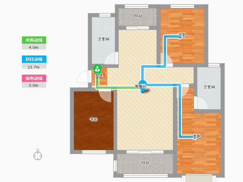 河北省-沧州市-百合颐景园-84.57-户型库-动静线