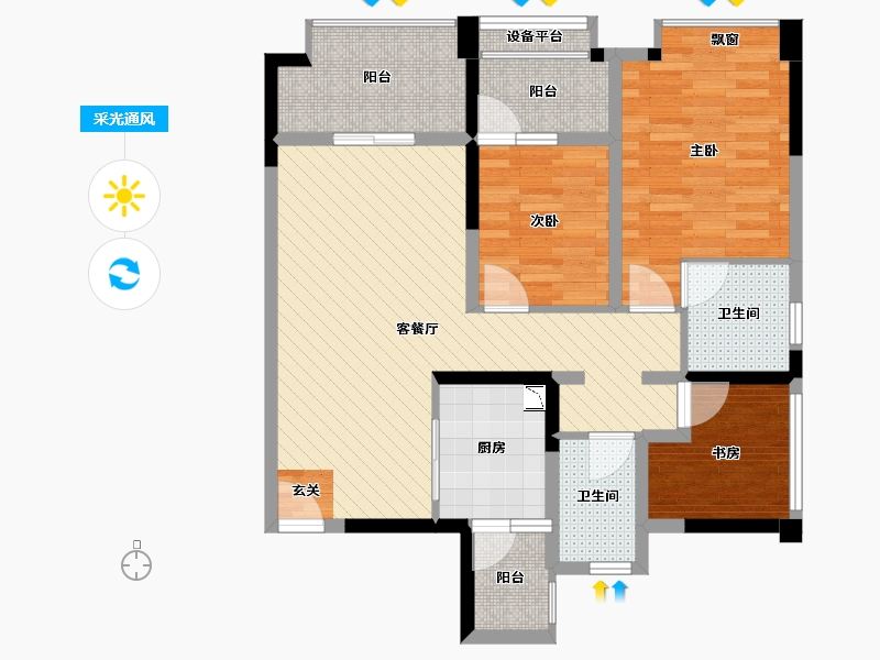 四川省-眉山市-北城时代-84.02-户型库-采光通风