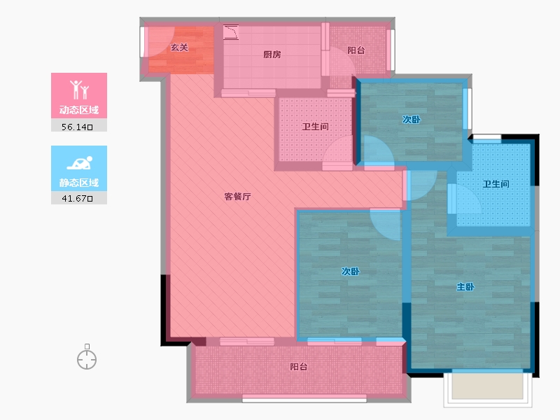 重庆-重庆市-华宇观澜华府-83.96-户型库-动静分区