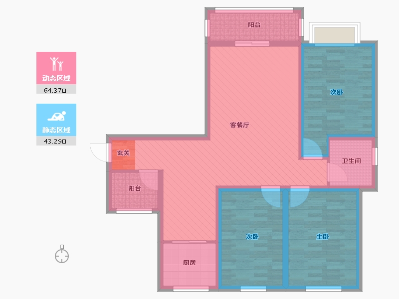 陕西省-商洛市-怡翠山庄-94.21-户型库-动静分区