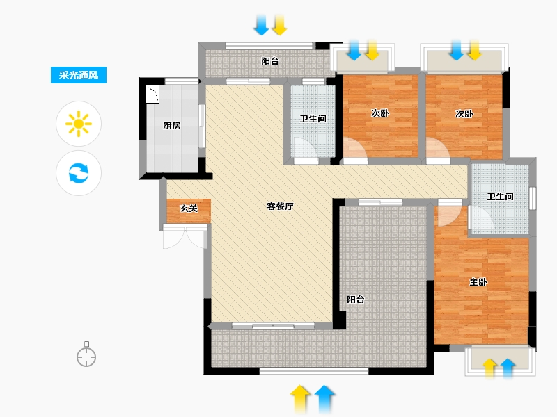 湖南省-长沙市-溶江小区-112.51-户型库-采光通风