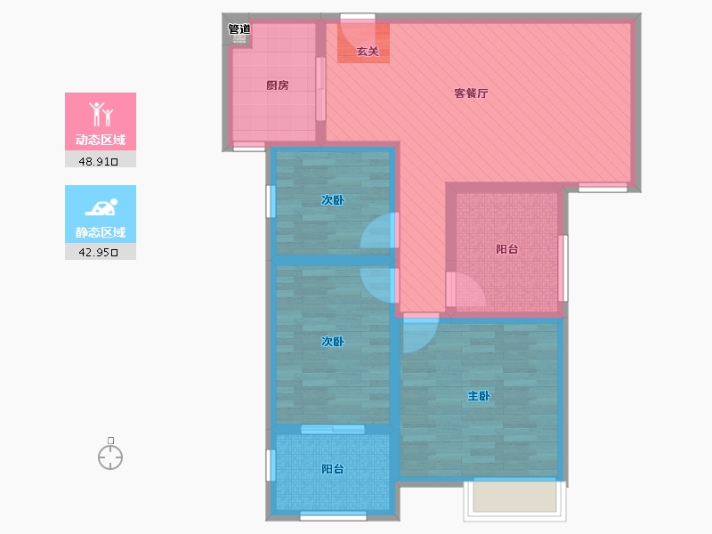 河南省-郑州市-祝福红城-80.00-户型库-动静分区