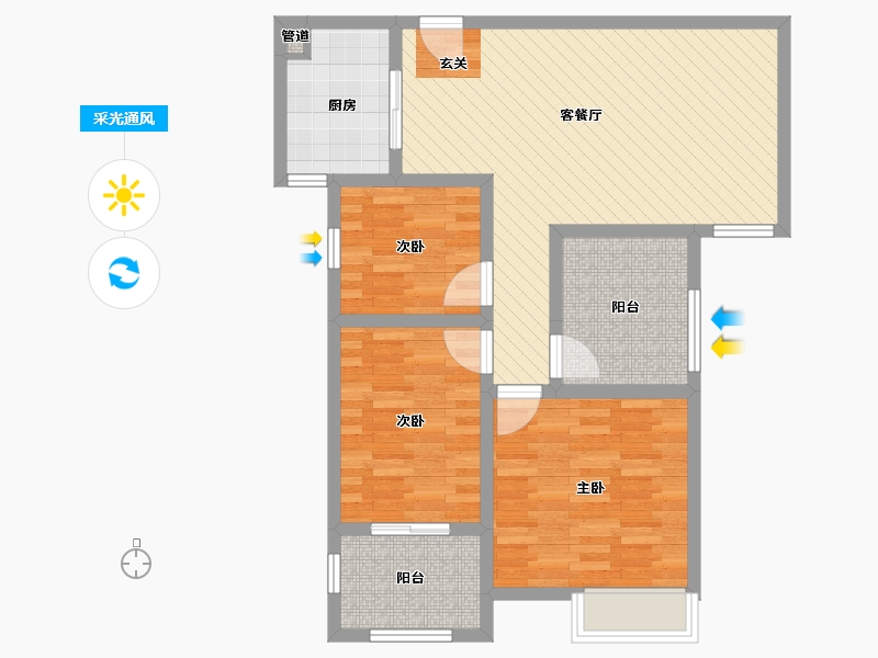 河南省-郑州市-祝福红城-80.00-户型库-采光通风