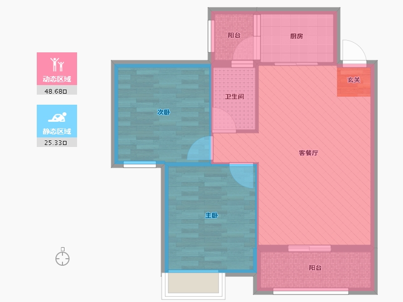 贵州省-贵阳市-一鸣宽城国际-65.59-户型库-动静分区