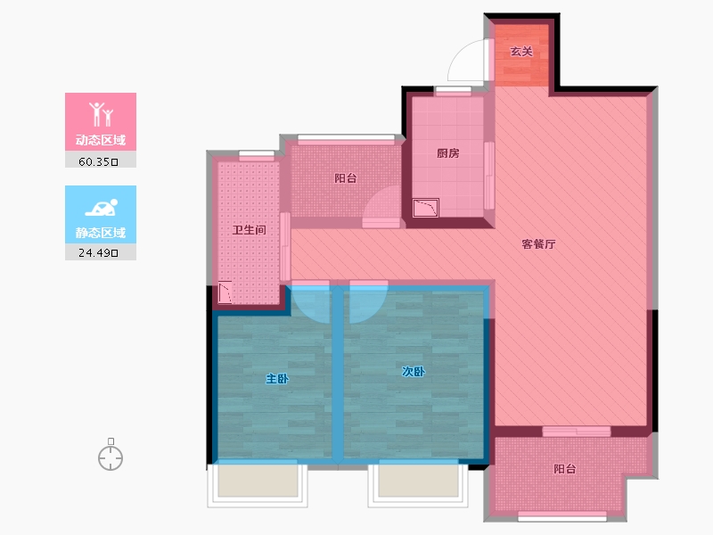 江苏省-镇江市-香江公馆-72.80-户型库-动静分区