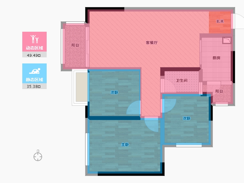 重庆-重庆市-金科天元道-73.26-户型库-动静分区