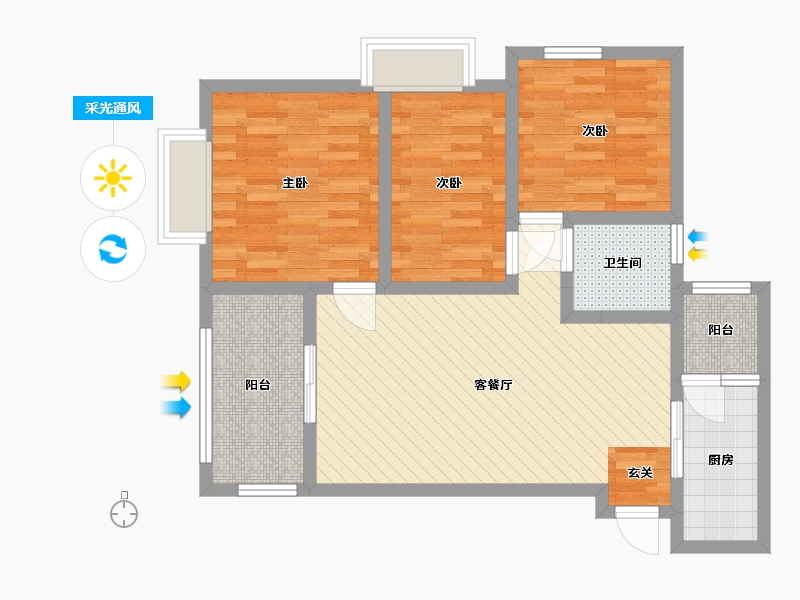 湖北省-十堰市-汉成天地-75.00-户型库-采光通风