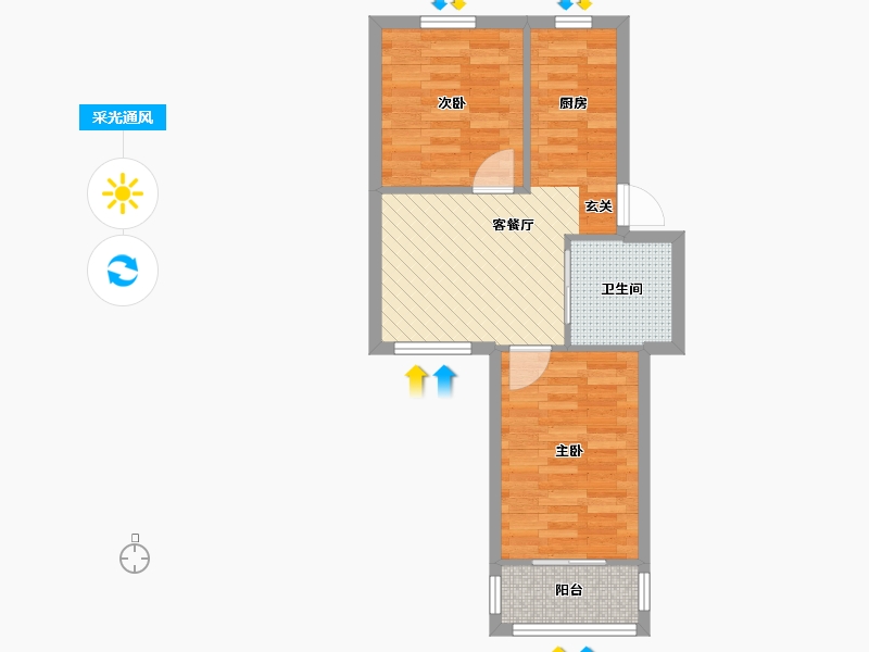 上海-上海市-古华B区-49.97-户型库-采光通风