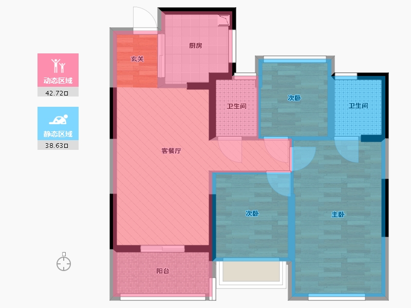 浙江省-嘉兴市-平湖滨江万家花城家和苑-70.67-户型库-动静分区